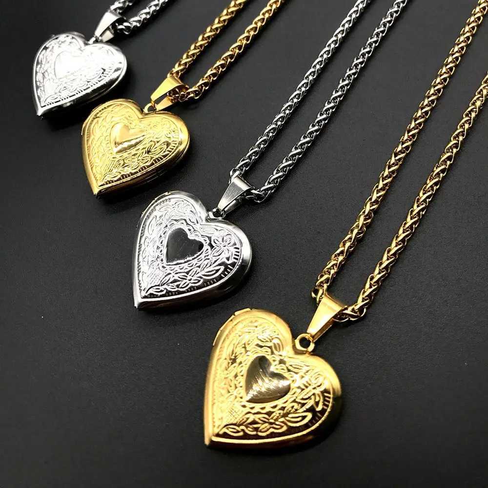 New Fashion Unisex Titanium Steel Necklace Shaped Photo Picture Locket Lover Friend Pendant Chain Jewelry Accoires W250718