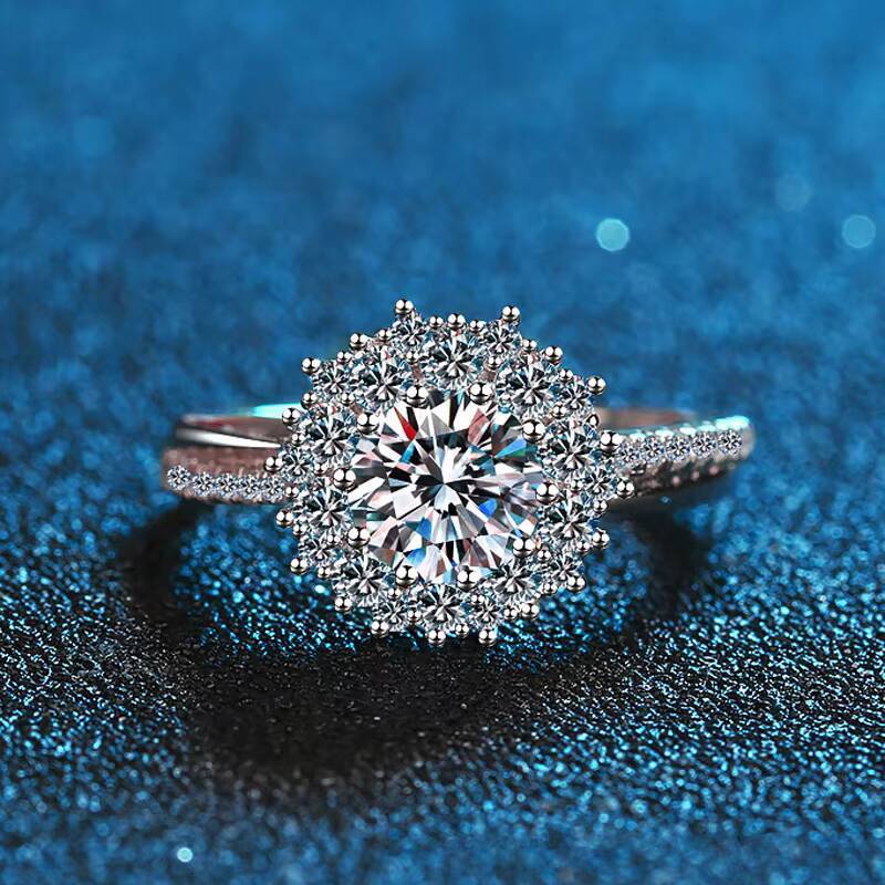 Mylove 1ct Moissanita Anillo Joyas Moissanita Moissanite Ring Sets Women Luxury Sunflower Wedding Mozambique Female Ring