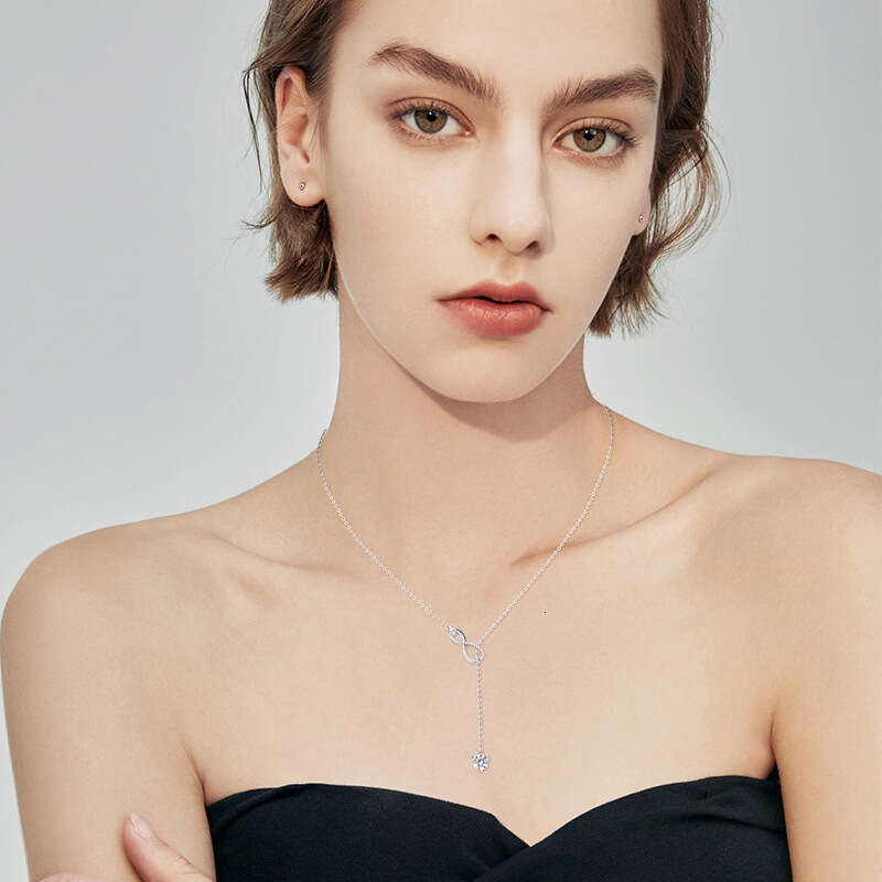 Moissanite Wireless Symbol Tassel Pendant for Women Fashion Versatile S Sier Design Sense Necklace