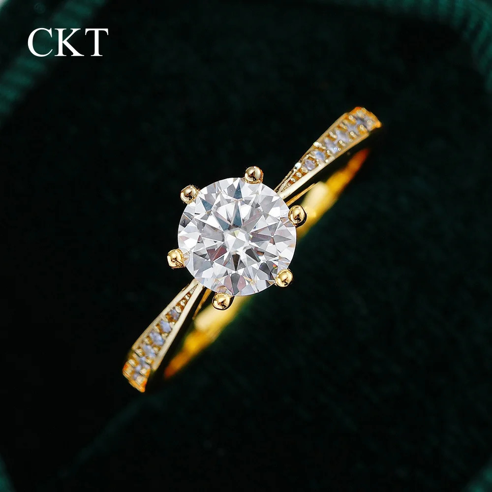 CKT 100% Real 18k Gold Ring 1ct With Certificate Wedding Jewelry For Women Summer Engagement Gift Non Tarnish 250715