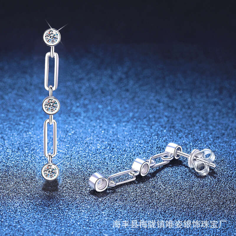 S Pure Sier Bubble Tassel 60 Points Moissanite Earrings for Women 6f1