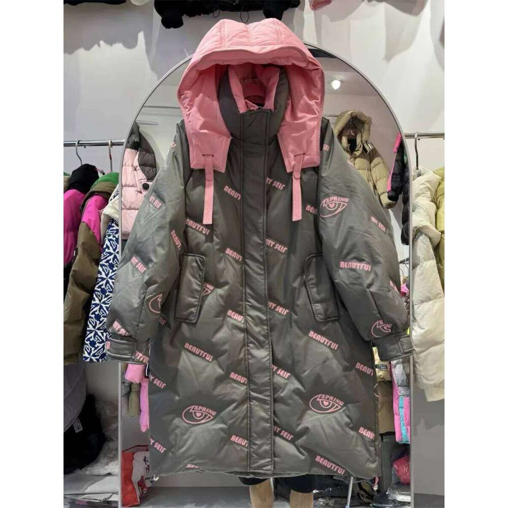 Winter White Duck Hooded Down Jackets New Thickened Warm Cotton Coat Fashion Loose Long Sleeves Parkas Jacket MDNG