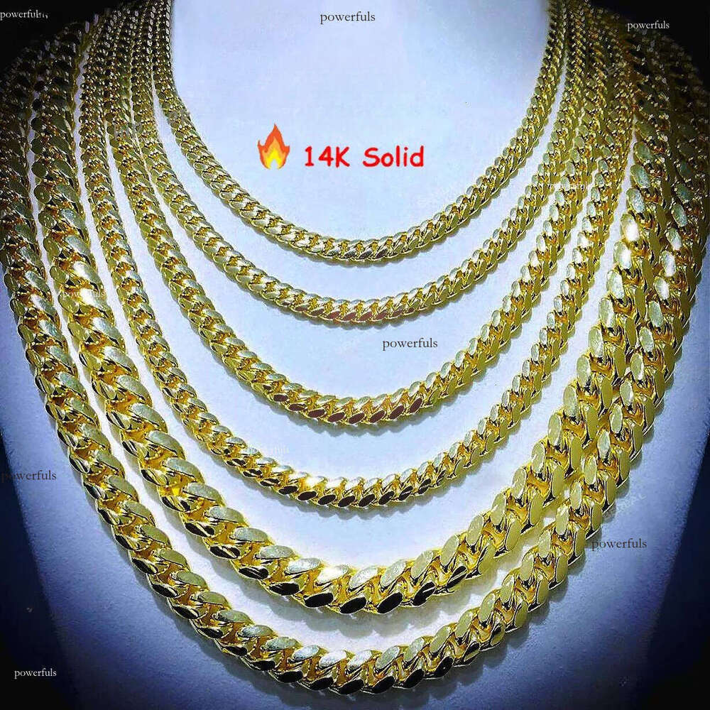 Luxurious Hip Hop Custom 14K Solid Gold Miami Cuban Chain Necklace Bling Iced Out Moissanite