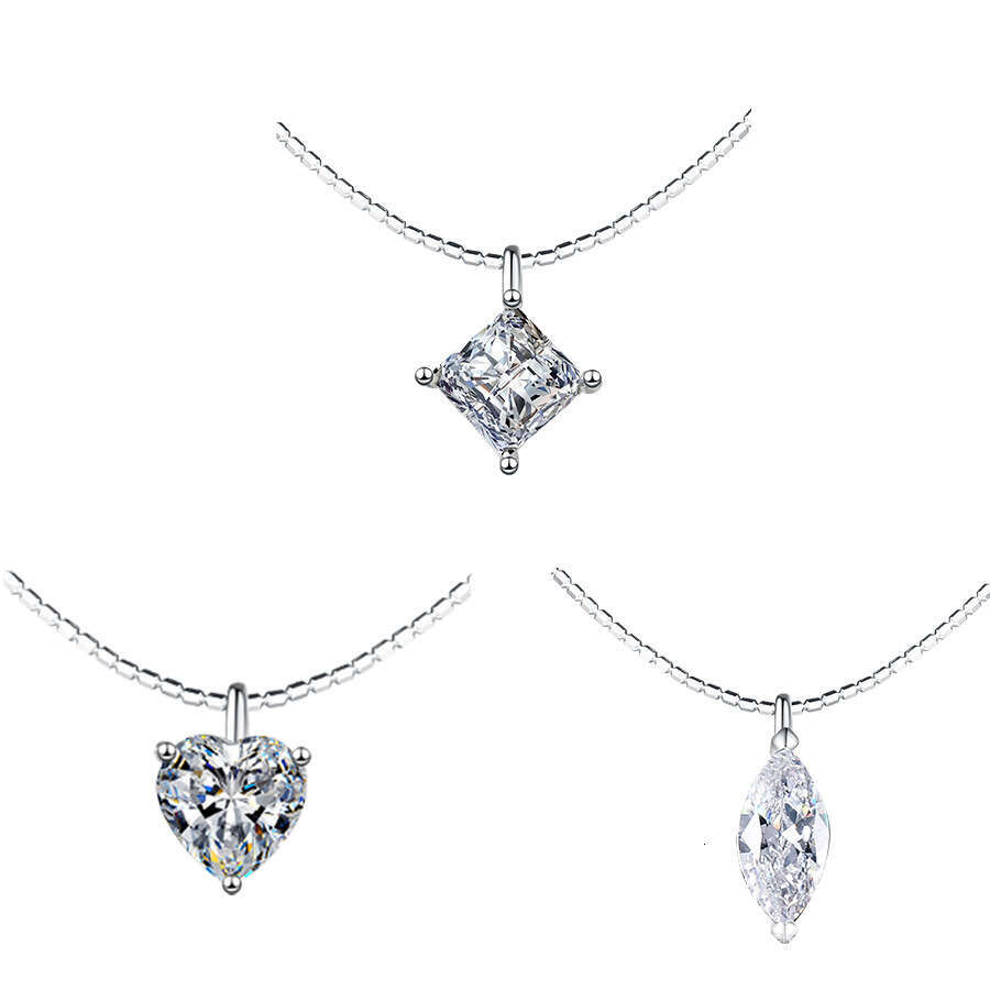 Inss Sier Pendant Moissanite Clavicle Chain Detachable Korean Style Choker Necklace for Women 832