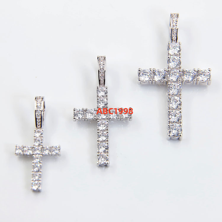 RTS Hip Hop Jewelry Men Women 18K Gold Plated 925 Silver Moisssanite Diamond Custom Cross Pendant Necklace