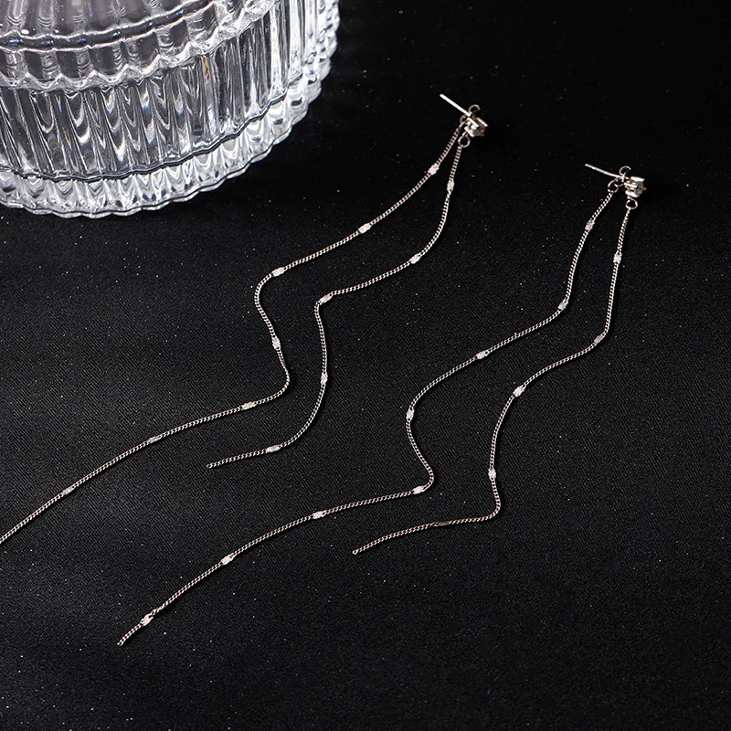 925 Sterling Silver Long Tassel Earrings for Women Temperament Ear Line Fine Jewelry Accessorie Party Gifts 250715