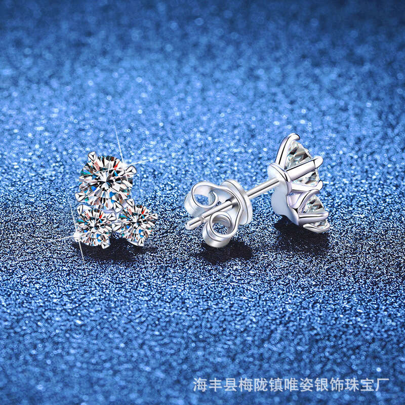 D Color Moissanite S Sterling Sier Stud Exquisite Korean Style Irregular Earrings for Women c2f