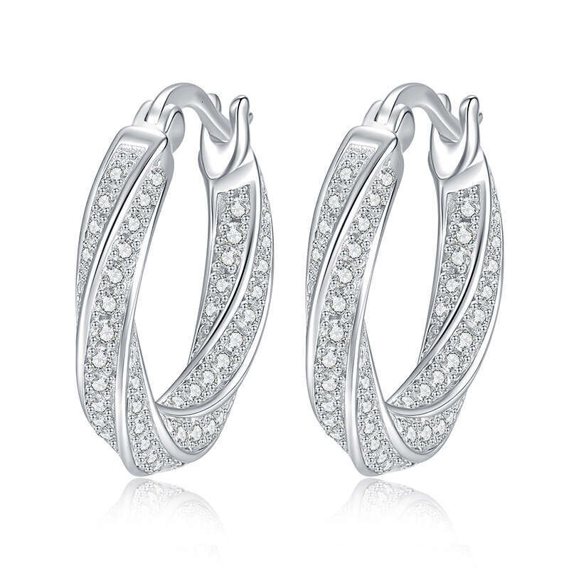 S Pure Sier Full Dia Mobius 1.3 Carat Moissanite Stud Earrings 1c5