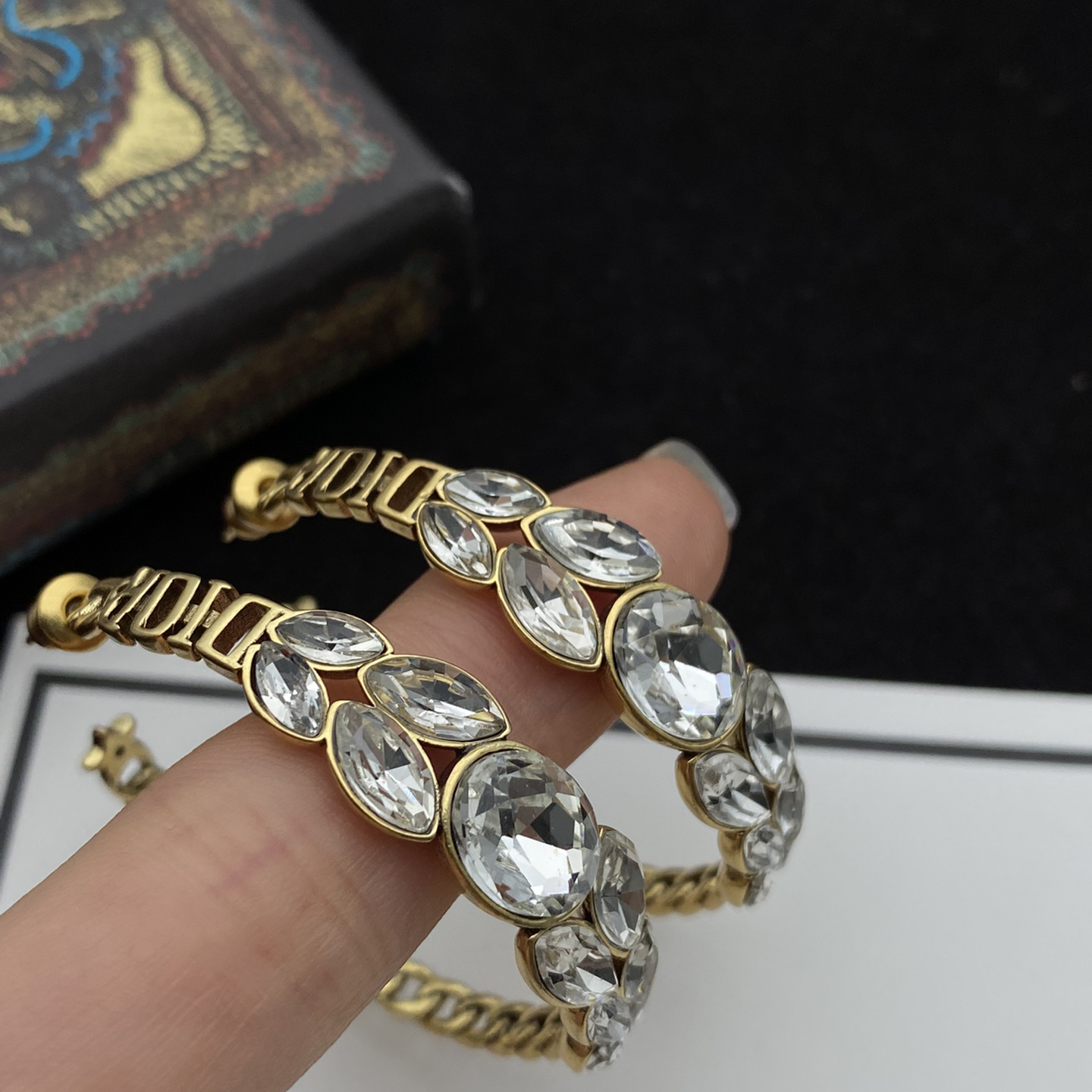 Women Designers Brass Copper Earrings Necklace Bracelet Gold Plated Letters Stud Crystal Pearl Earring Wedding Party Accessories