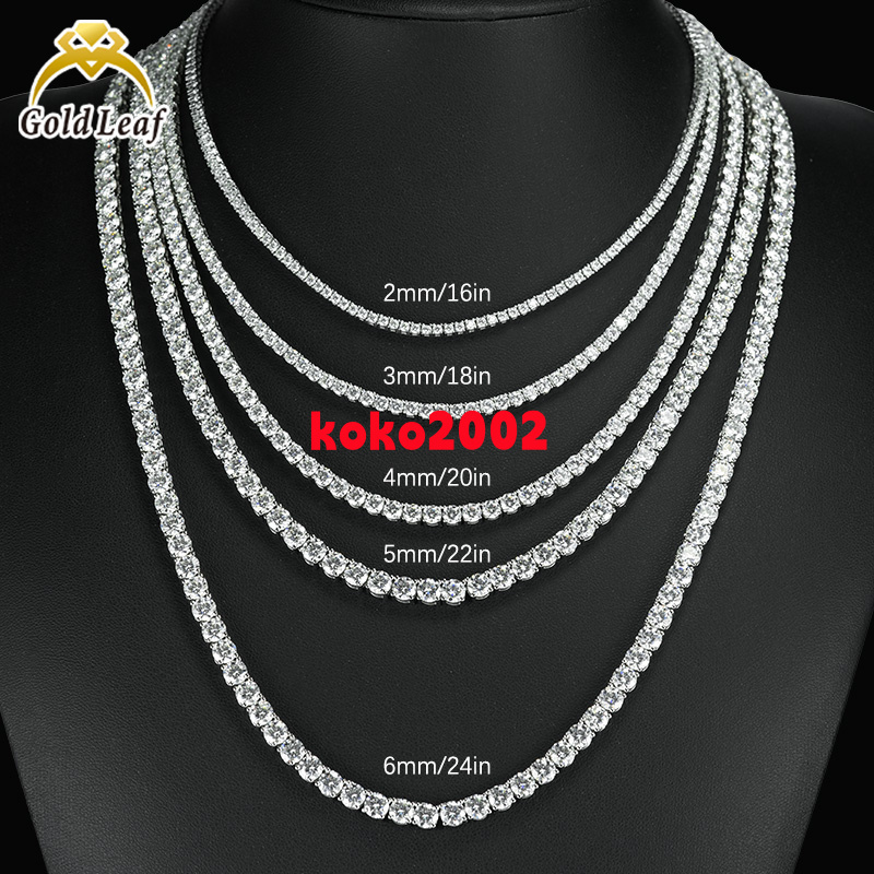 Goldleaf Jewelry Hot Sell 3mm-5mm D Color VVS Moissanite Tennis Chain Necklace Bracelet 925 Sterling Silver Moissanite Chain