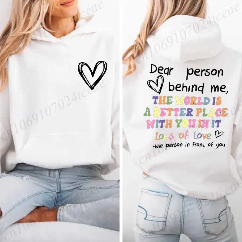 Dear Person Behind Me Hoodie Sweatshirts Women Colored Letters Warm Fleece Woman Hoody Autumn Winter Hoodies Y2K Casual Tops Z250719