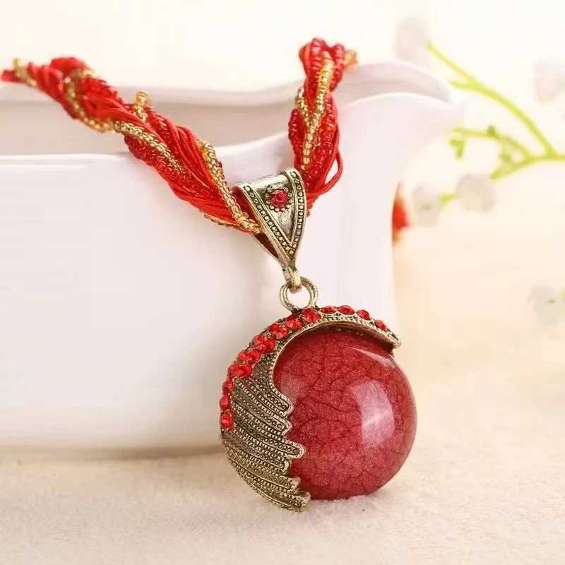 2025 New Fashion Multi-layer Beads Chain Crystal G Stone Pendant Necklaces Boho Statement Jewelry AN001 W250718