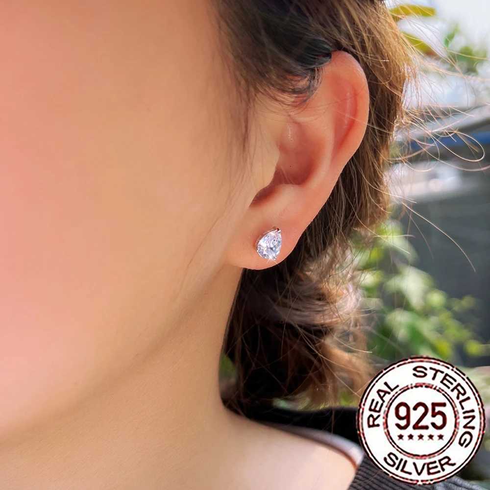 925 Sterling Silver Shiny Cubic Zirconia Water Drop Stud Earrings for Women Trendy Party Jewelry Accessories Gift SE127XJ250718