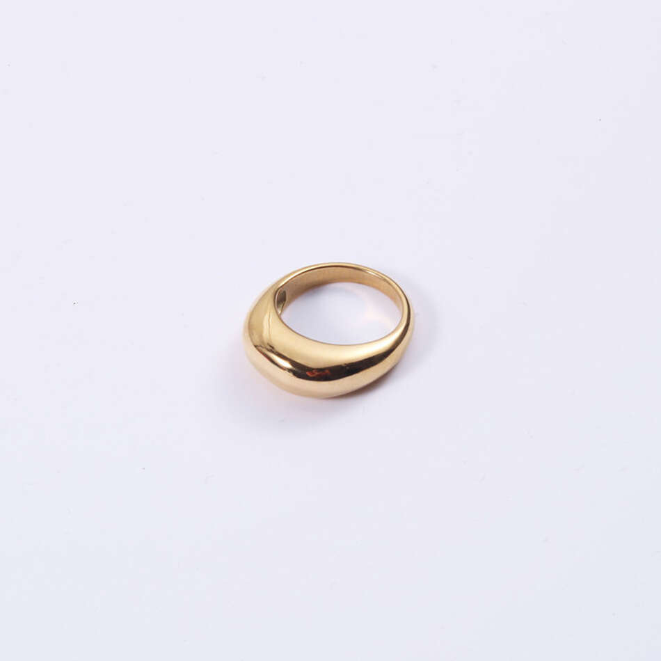 Chihang Jewelry Stainless Steel Simple Fashion Personality Trendy Arc-Shaped Gold-Plated Ring