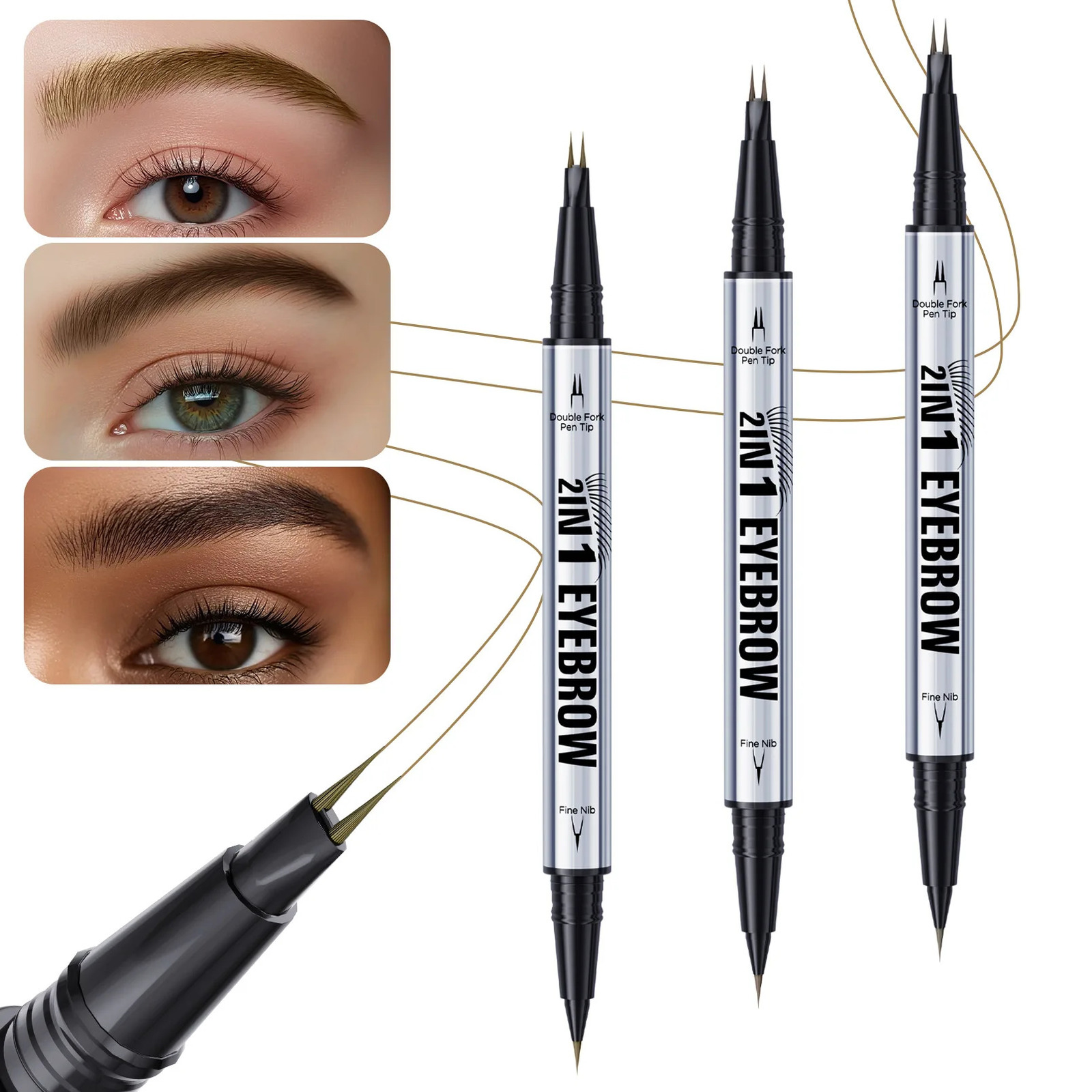 Two-pronged Eyebrow Pencil Waterproof Two-in-one Liquid Eyebrow Pencil Curved Eyebrow Pen With Fork And Precise Brush Tip Makeup 250712