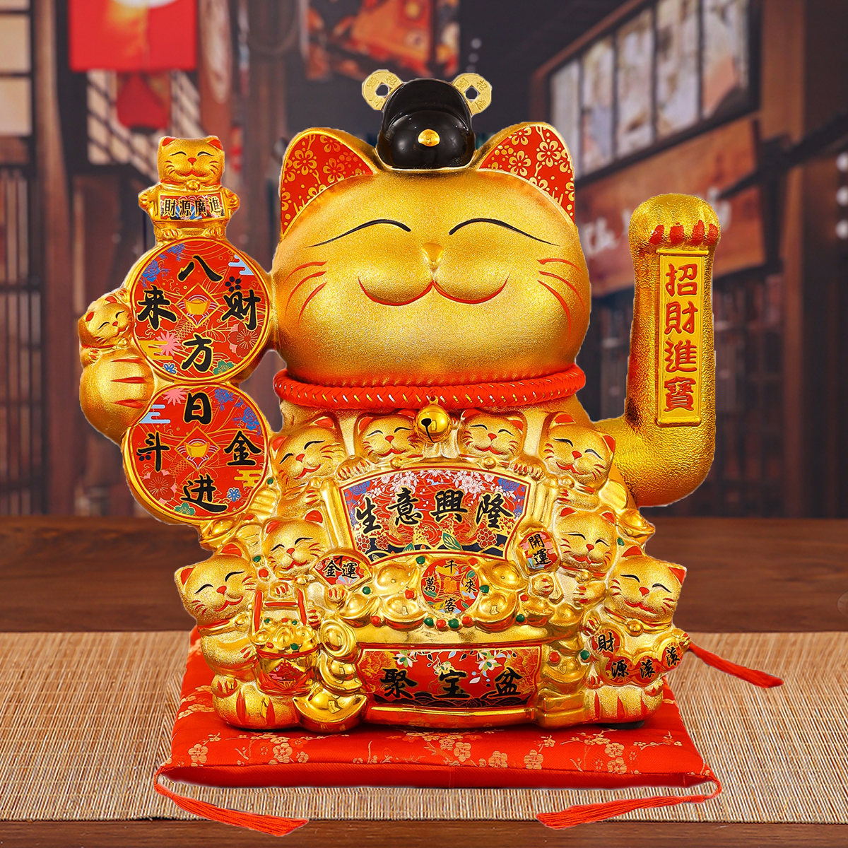 Lifelike Ceramic Cat Sculpture - Artisan Crafted with Realistic Movements and Elegant Gold Plated Details