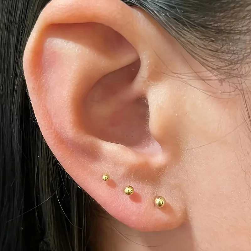 3 Pairs Fashion Style Stainless Steel Round Ball Stud Earrings For Women Men Classic Style Daily Earring Wear Jewelry Gifts XJ250718