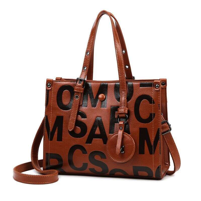 New Women's Handheld High Grade Large Capacity Fashion Texture Letter One Shoulder Tote Bag