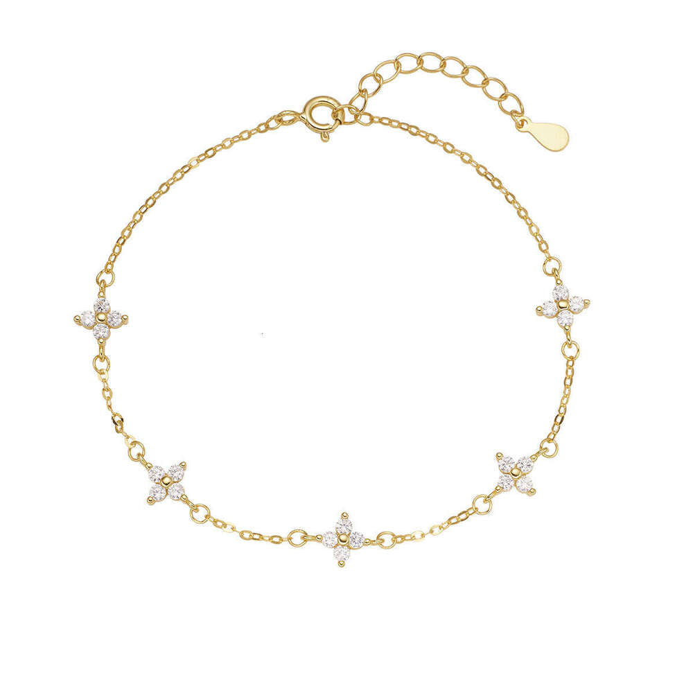 New Gold-Plated Four-Leaf Clover Star Bracelet for Women Simple Zircon Jewelry Manufacturer