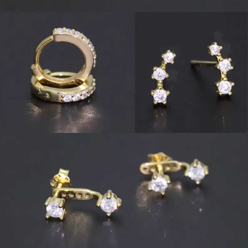 925 Silver Needle Minimalist Earrings Set Hoop Ear Climber for Multiple Piercings Dainty Everyday Ear Stack Gifts for Women Girls XJ250718