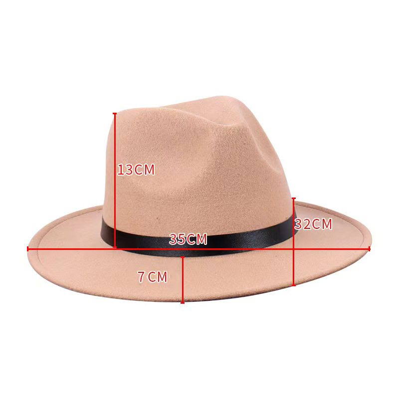Spot solid color felt hat, British retro jazz hat, men's and women's flat brimmed gentleman's hat, flat top hat wholesale