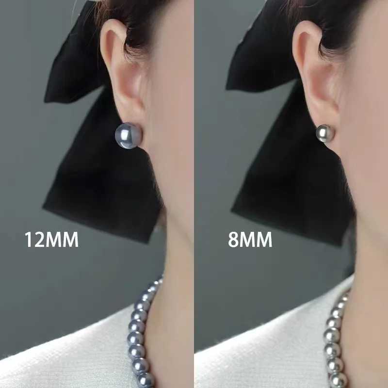 8/10/12/14MM Simple Exquisite Gray Pearl Stud Earrings for Women Girls Minimalist Jewelry Gifts XJ250718