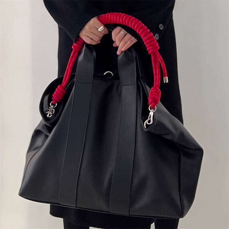 Thick Woven Rope Strap Tote New Women S Commuter Handbag Large Capacity Vintage Soft Leather Shoulder Bag