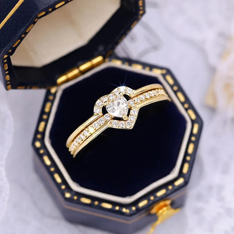 925 Sterling Silver Romantic Wedding Band Ring Female Love Jewelry Brilliant Heart Zirconia Finger Accessories Engagement Ring 250715