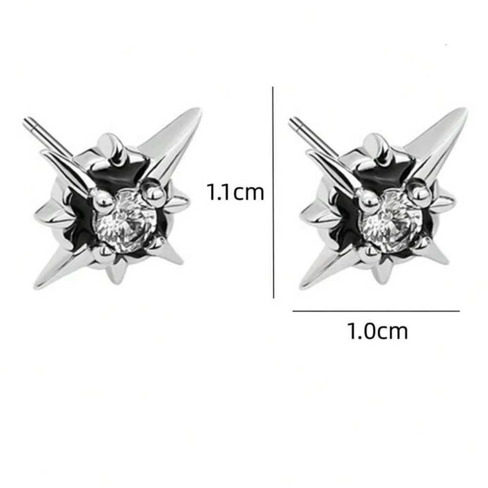 Black CZ Metal Star Earring Stud For Men Women Hip Hop Style Antique Silver Color Star Clear Crystal Couple Stud Earrings XJ250718