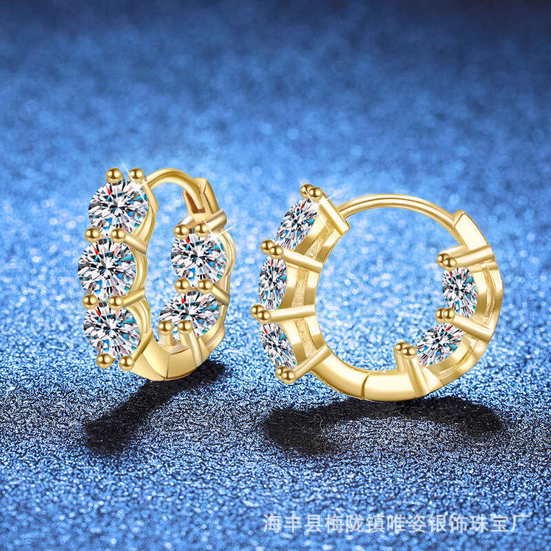 Hot Selling 4 Carat S Sterling Sier Buckle Female Temperament french Earrings Moissanite Ear Studs 34f