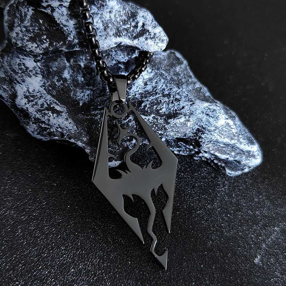 Gothic Witchcraft Dragon Pendants Satan Viking Wolf Owl Wizard Necklace Stainless Steel Goth Dragon Black Mens Necklace Jewelry W250718