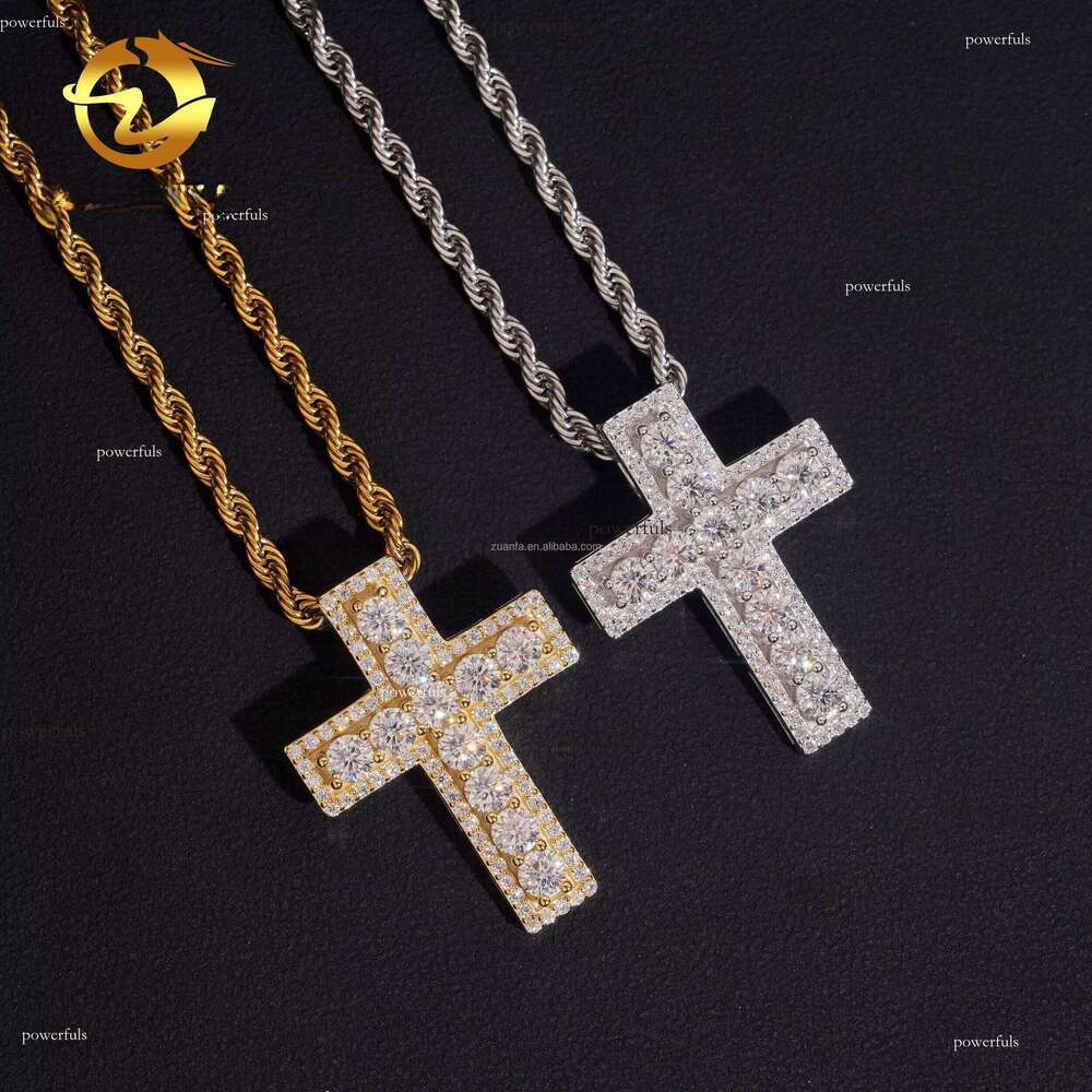 Unique Design Rapper Trendy Jewelry Iced Out Hip Hop S 14k Gold Plated VVS1 Moissanite Cross Pendant from US Warehouse