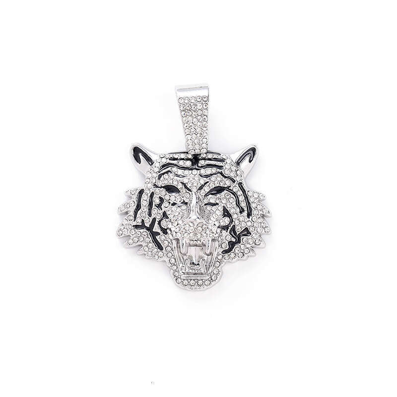 New Alloy 3D Full Dia Pendant Cuban Necklace Men's Hip-Hop Cool Niche Tiger Jewelry