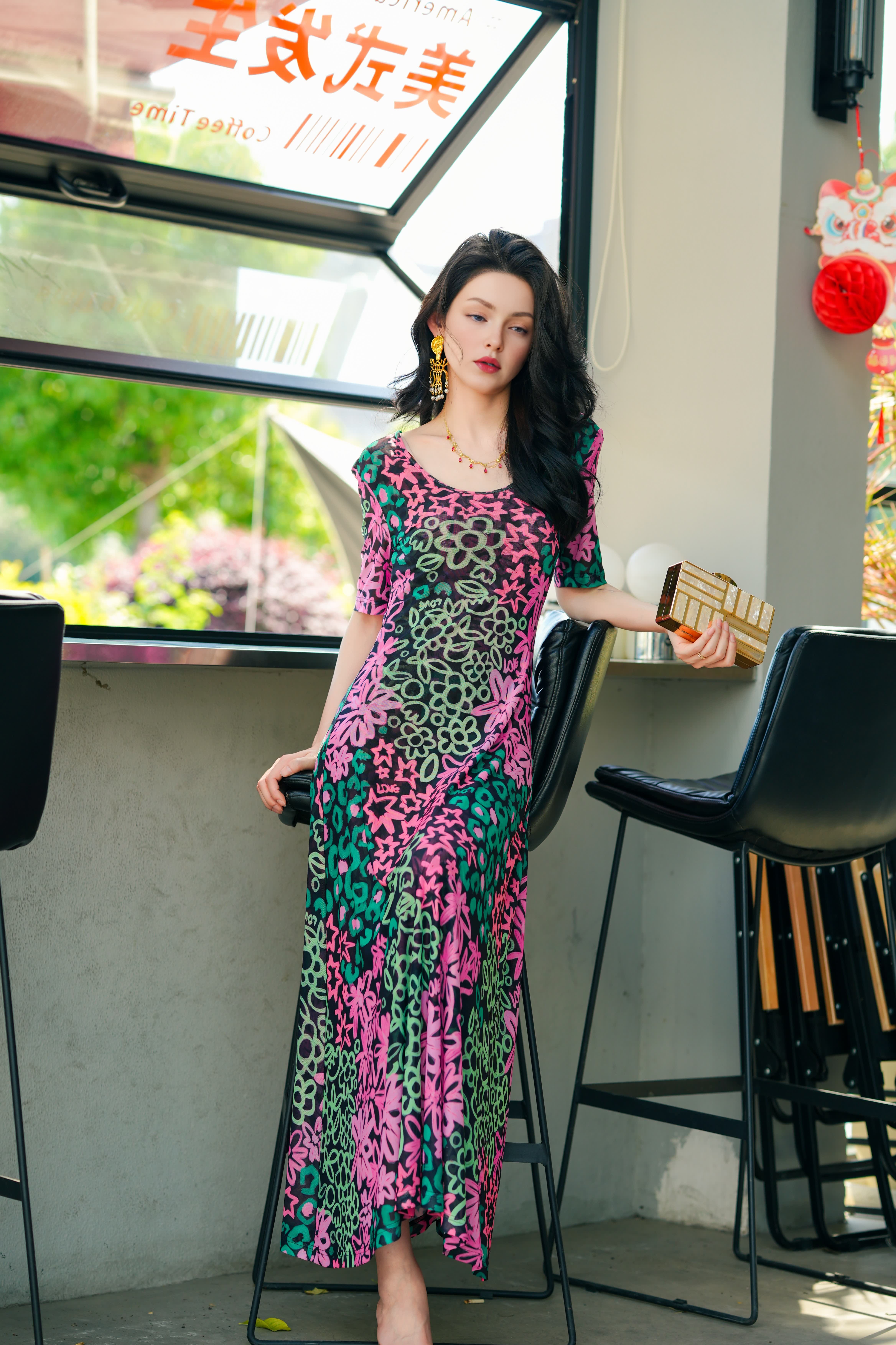 HZHJ original designer's flower sea dance dress French slimming, high-end and stylish, light luxury