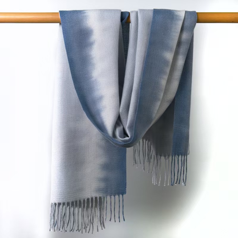T1252 Winter new tie-dye gradient scarf Korean warm women's shawl versatile neck cashmere print scarf