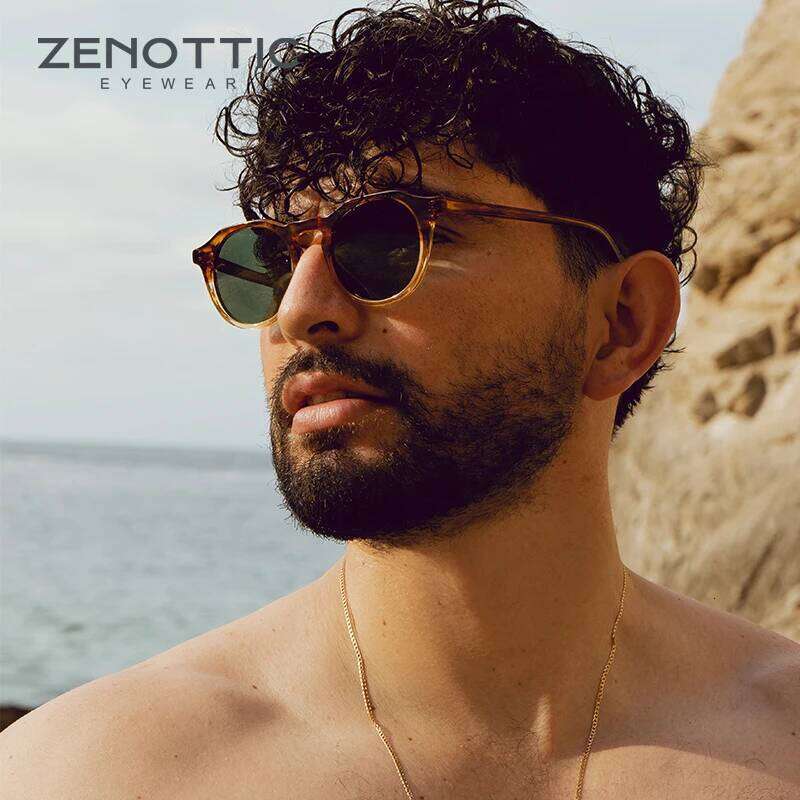 ZENOTTIC 2024 Fashion Acetate Polarized Sunglasses Round Vintage Shade UV400 New Men/Women Retro Sun Glasses 600001S