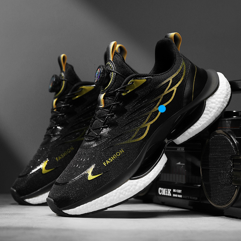 Summer Rotating Button for Men, Fashionable Non-Slip Student Breathable Thick-Soled Popcorn Cushion Running Shoes