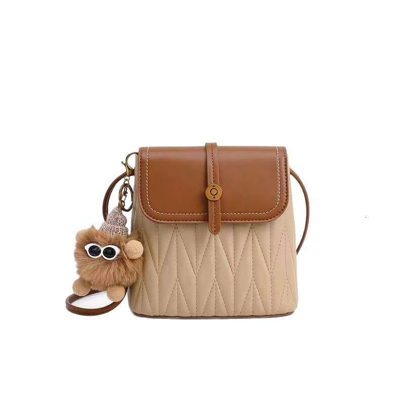 Leather Bag Bucket Bag Tote Bag Women New Color Block Vertical Small Square Single Shoulder Bucket Crossbody Phone Bag