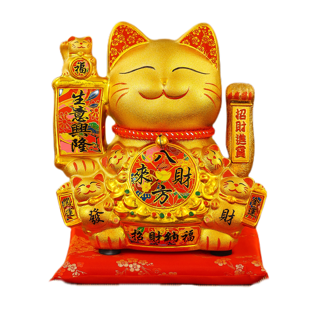 Gold Plated Ceramic Lucky Cat Statuette with Shaking Hands Mechanism Ideal Home Decoration & Fengshui Gift Enhanced Interior Design Aesthetics