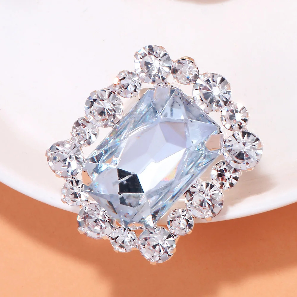 2025 Exaggerate Oversize Transparent Square Crystal Ring for Women Fashion Party Rhinestone Cocktail Ring Open Hand Jewelry 250715
