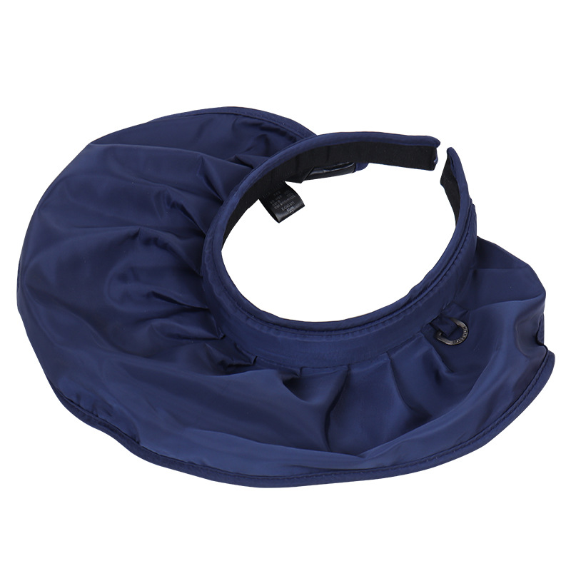 Black rubber shell hat, women's headband hat, solid color, versatile, large eave sun protection, empty top hat, foldable sun protection hat, brea