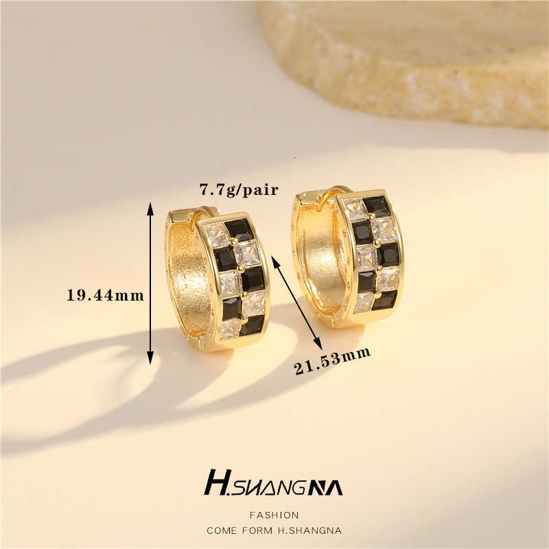 Light Vintage Inlaid Colorful Zircon for Women High-End Niche Style Geometric Round Earrings
