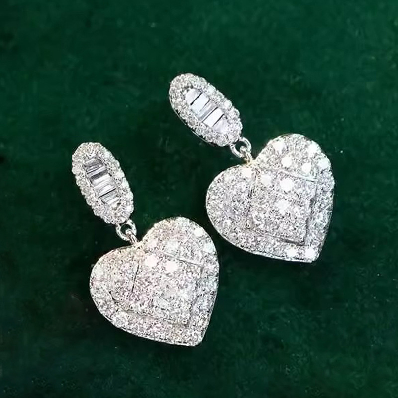 Gorgeous Sparkling Dangle Earrings Luxury Jewelry 925 Sterling Silver Pave White 5A Cubic Zircon CZ Diamond Gemstones Party Elegant Women Heart Prince