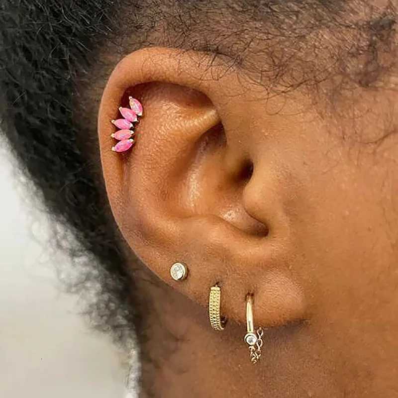 Ear Lobe Helix Hoop Chain Piercing Earrings Zircon Gold Color Tragus Rook Ear Cartilage Accessories Women Jewelry Gift Wholesale XJ250718