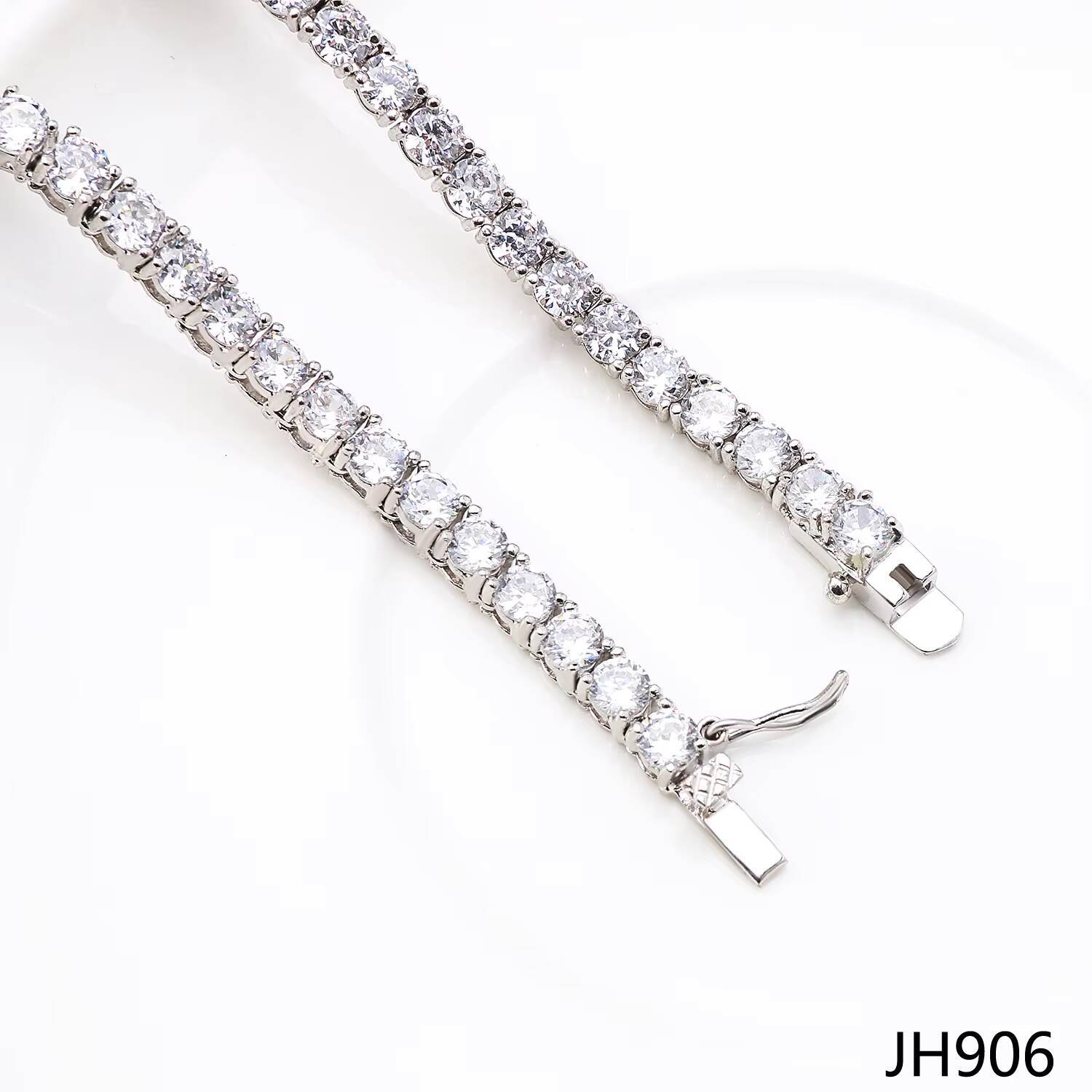 Jasen Classic Brass Silver Tennis Necklace with Cubic Zirconia Moissanite Diamonds Gold Plated Chains for Women and Men