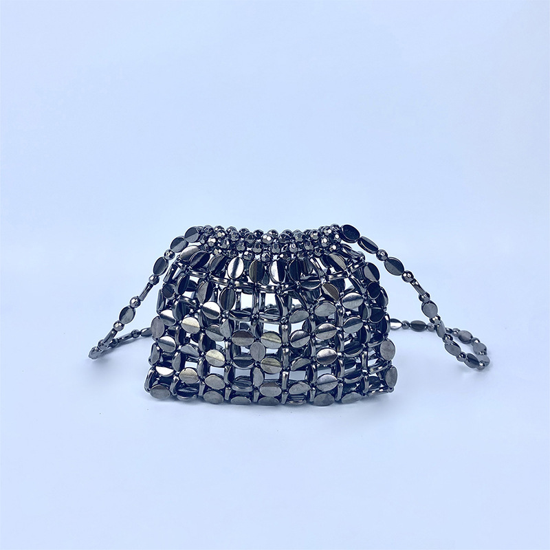2025 Summer new women's shoulder crossbody bag new shiny retro sequin bag hand woven bead handbag new designer bag new designer luxury bag