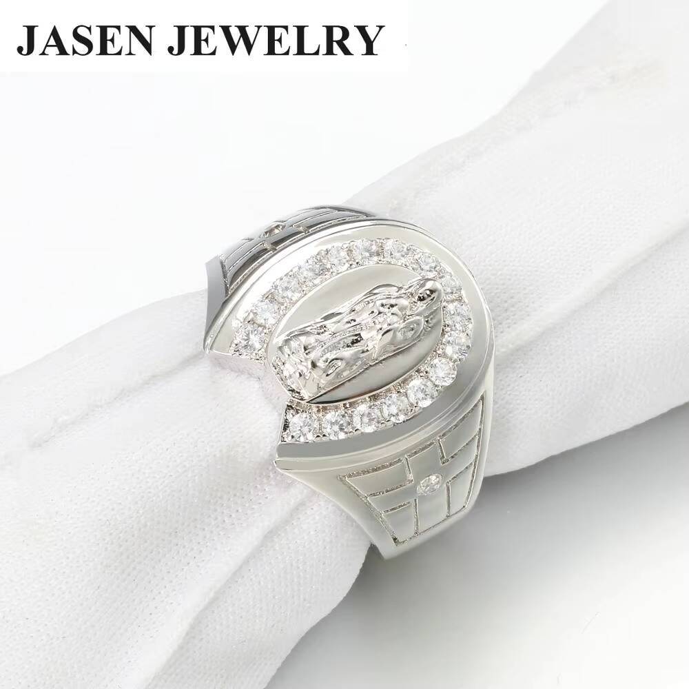 Jasen 925 Sterling Silver Hip Hop Moissanite Diamond Ring