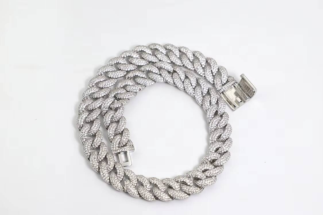 Wholesale Fashion 6mm Width Iced Out Luxury VVS Moissanite Fine Hip Hop Jewelry 925 Sterling Silver Cuban Link Chain Necklace