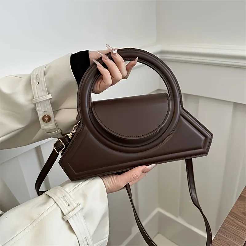 Solid Color PU Leather Elegant Tote Bag Versatile; Vintage Small Square Bag Stylish Shoulder Crossbody Bag for Work Occasions Y250718