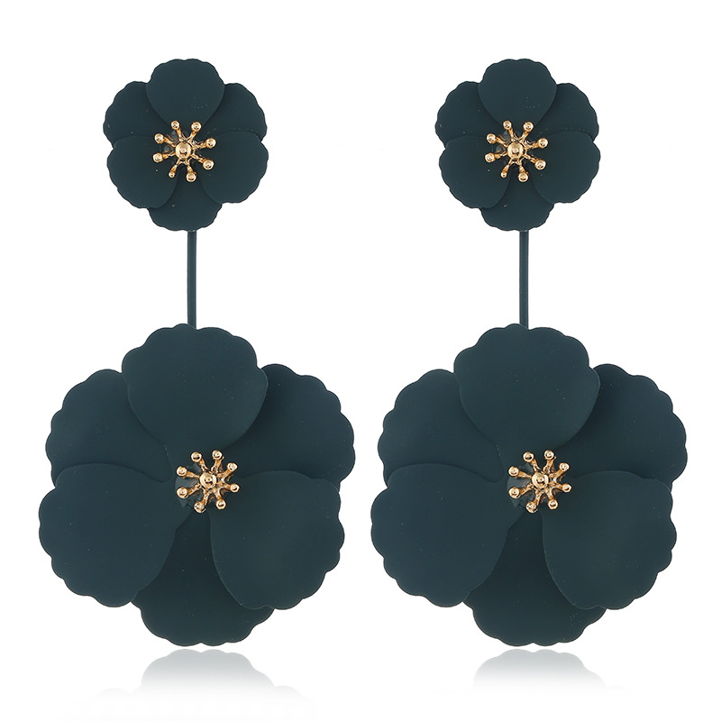 Rose Baked Lacquer Double Layer Flower Earrings for Women Fashion Ear Jewelry Accessories Hot Sale Party Gift 2025 New Style two ways stud